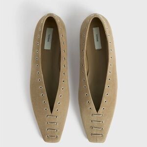 Toteme Suede Lace-Up Ballerinas